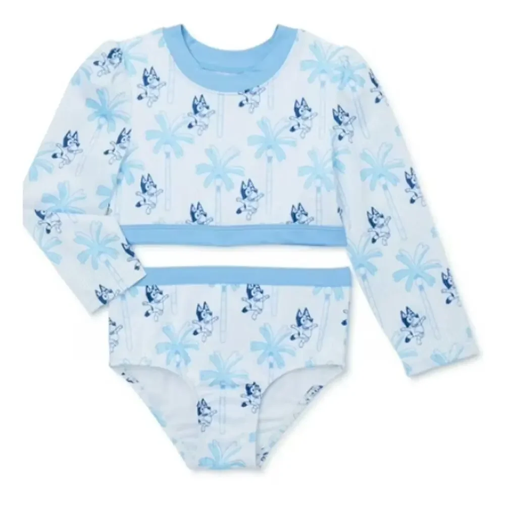 NWT Bluey Girls 2-Piece Toddler Long Sleeve Summer Swimsuit 12M